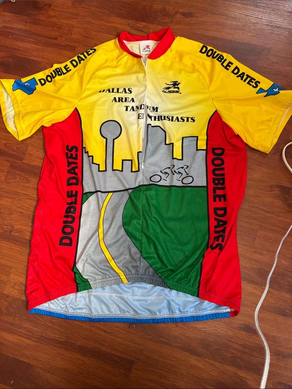 Dallas Area Tandem Enthusiasts Cycling Jersey - Yellow/Red/Green